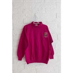 Vintage Oxford University Embroidered Crest Collared Sweatshirt Pink Size L